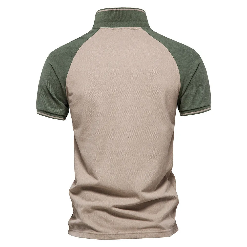 Men's Two-color Stitching Short-sleeved Polo Men's T-shirt