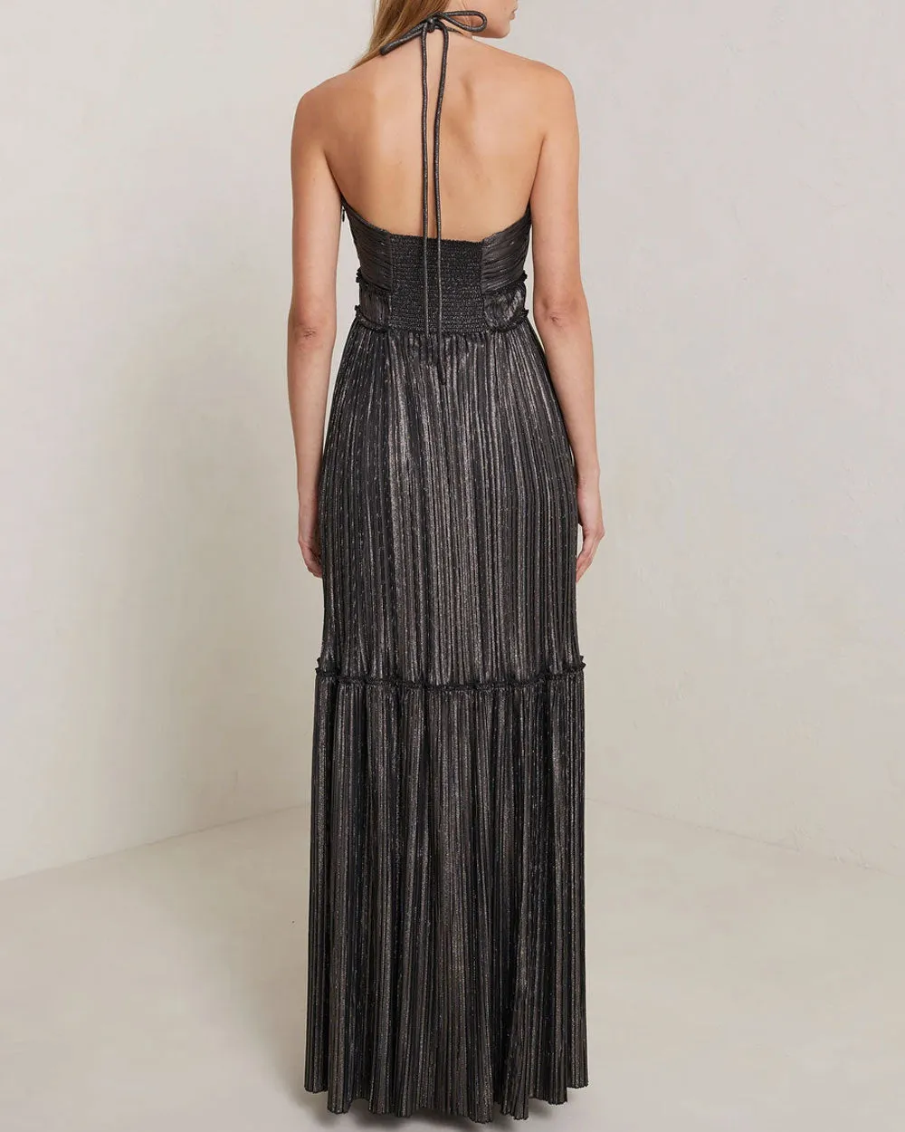 Metallic Black Sleeveless Cecilia Maxi Dress