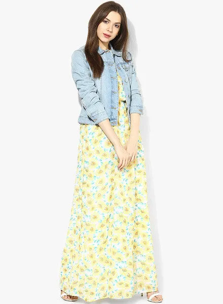 MIAMINX Yellow Coloured Printed Maxi Dress