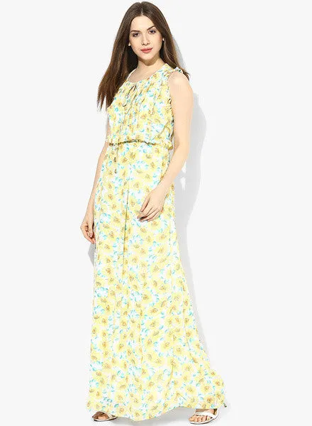 MIAMINX Yellow Coloured Printed Maxi Dress