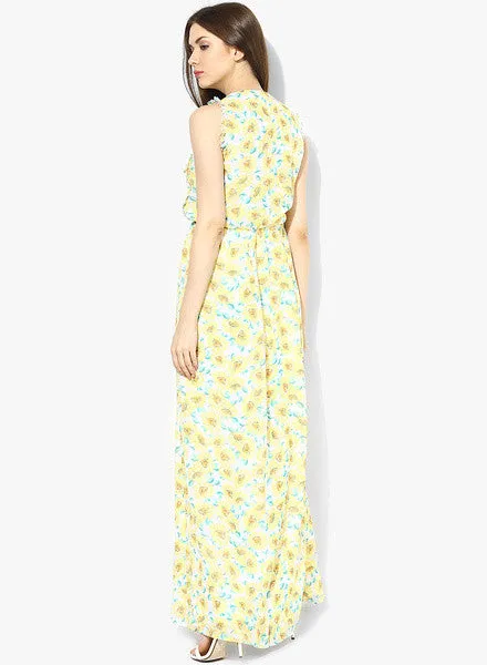 MIAMINX Yellow Coloured Printed Maxi Dress