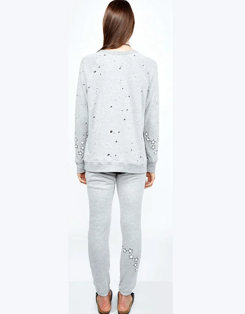 Michael Lauren Renzo Vintage Pullover w/Stars in Heather Grey