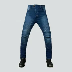 Mid-waist stonewashed riding jeans
 for men