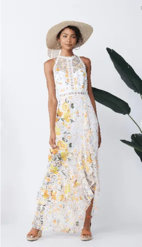 Minuet High-Low Yellow Daisy Maxi Dress