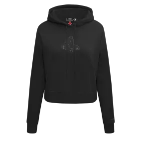 MLB BOSTON RED SOX NEUTRAL WOMEN'S CROPPED PO HOODIE (BLACK)