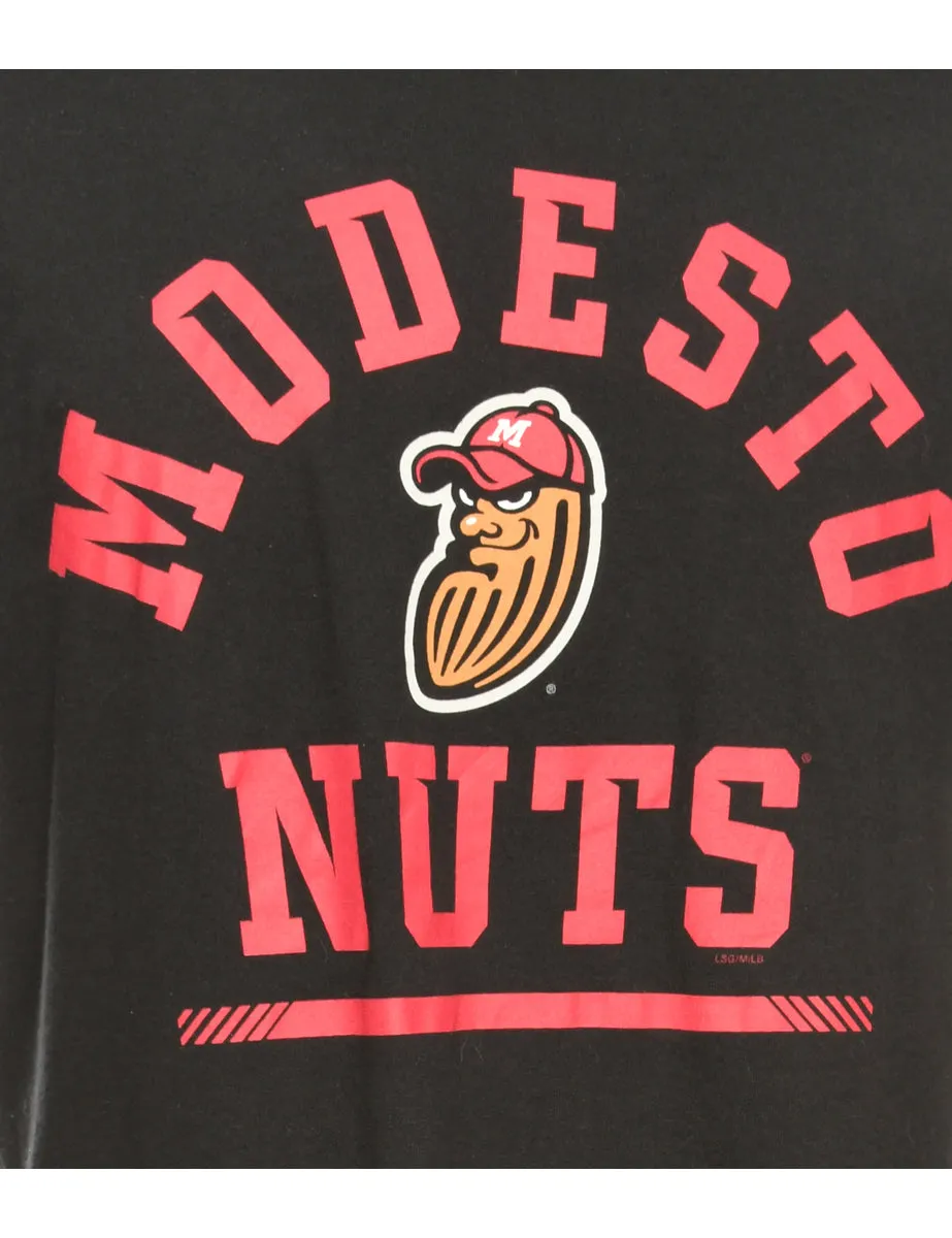 Modesto Nuts Baseball Black Sports T-shirt - M