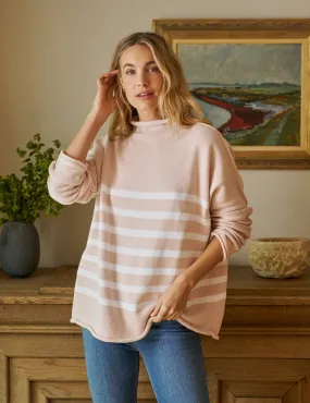 MONTEREY Vintage Rose with White Stripe, Pure Italian Cotton