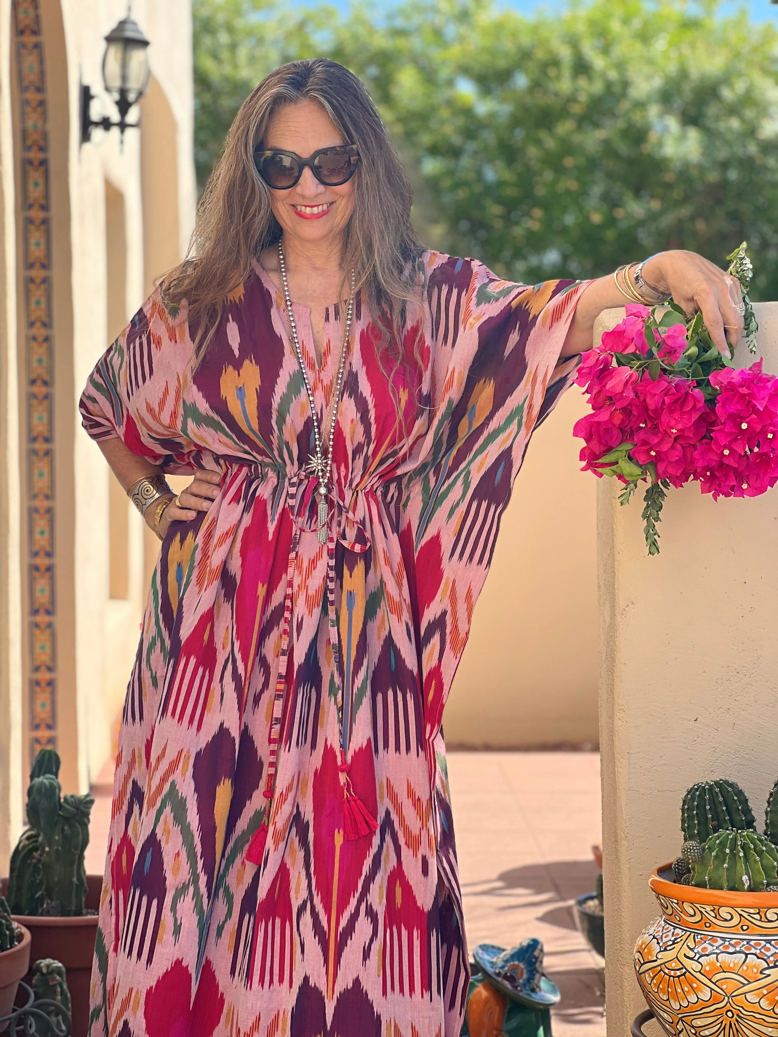 Monterosso Ikat Maxi Kaftan Dress Hand Woven