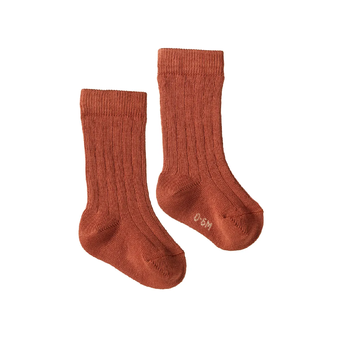 NATURE BABY - ORGANIC COTTON RIBBED SOCKS: CLAY