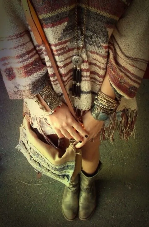 Navajo Dune Sweater With Fringe Aztec Print Hoodie Pullover Jumper In Beige Charcoal And Clay Brown Size XS