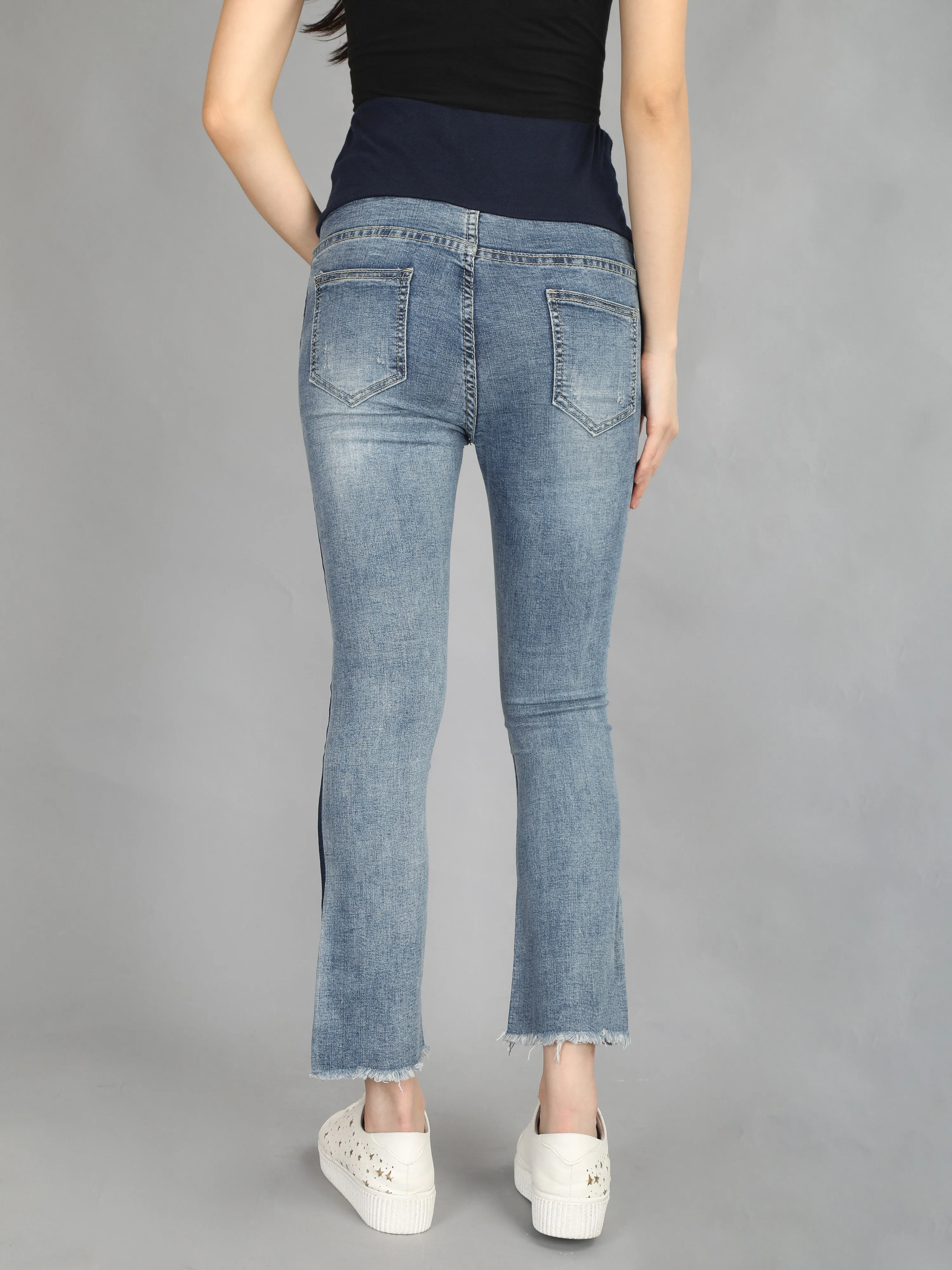 Navy Blue Taped Denims with Belly Support