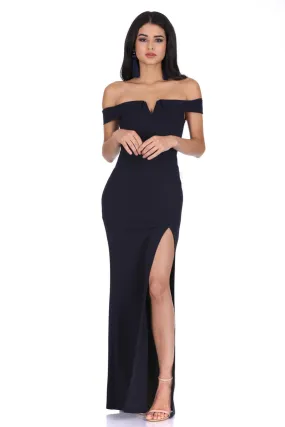 Navy Off The Shoulder Maxi Dress