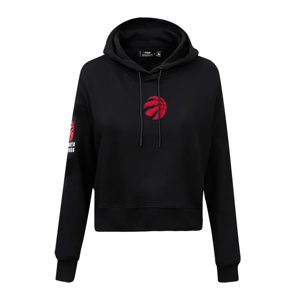 NBA TORONTO RAPTORS CLASSIC WOMEN'S FLC CROPPED PO HOODIE (BLACK)