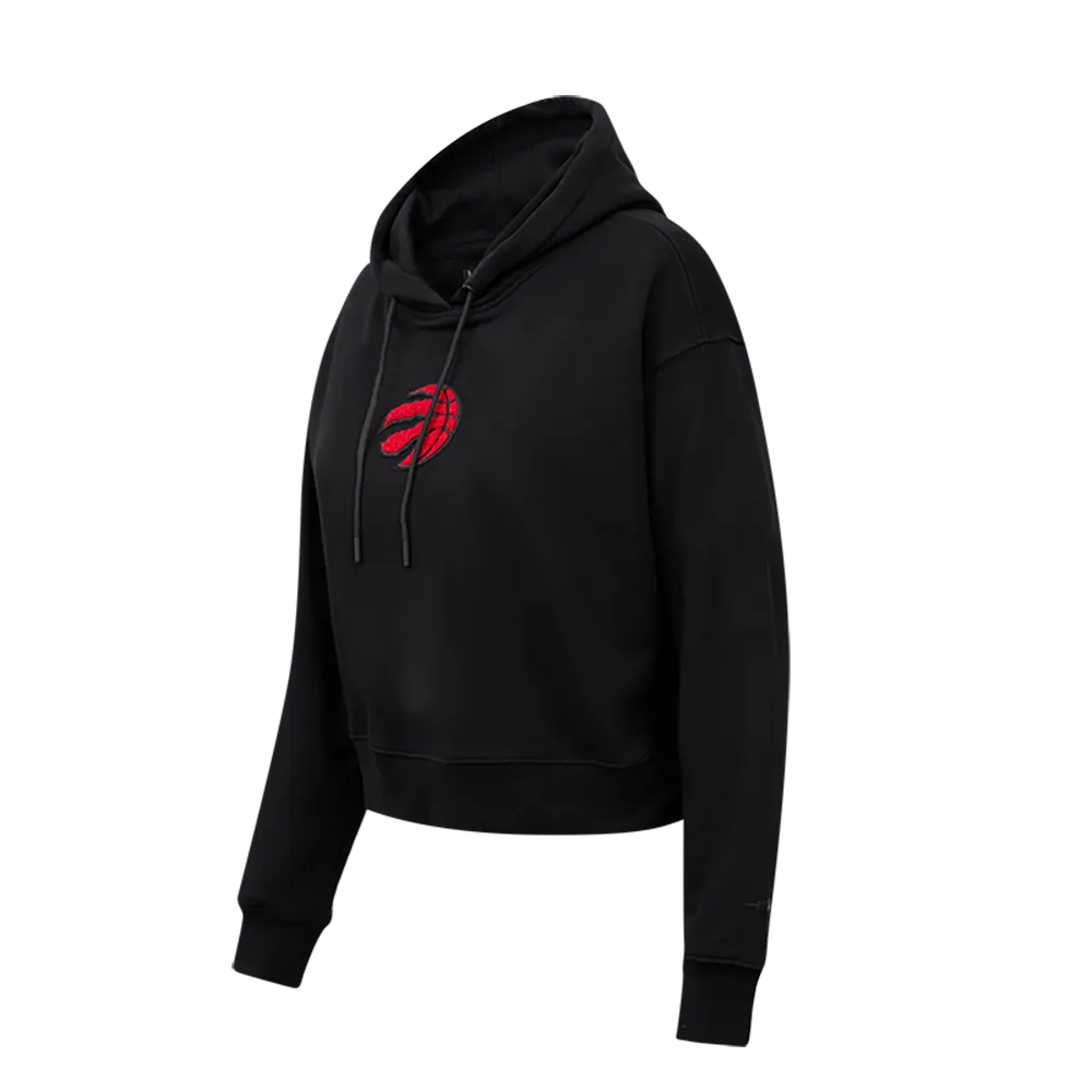 NBA TORONTO RAPTORS CLASSIC WOMEN'S FLC CROPPED PO HOODIE (BLACK)