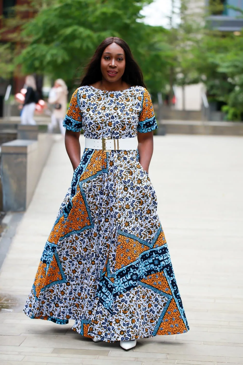 New in - African Dress in Ankara Wax Mixed Print - Maxi Dress