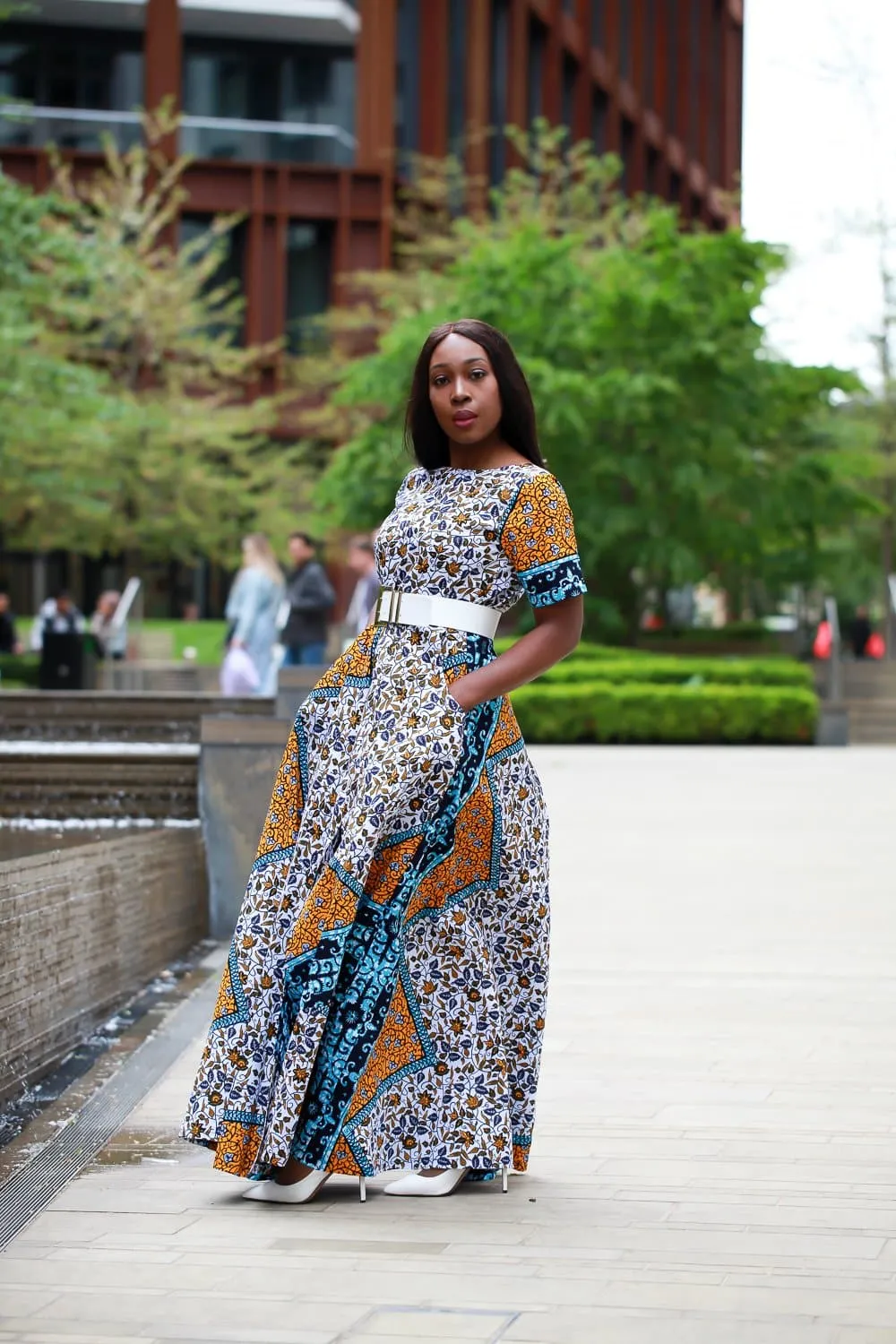 New in - African Dress in Ankara Wax Mixed Print - Maxi Dress