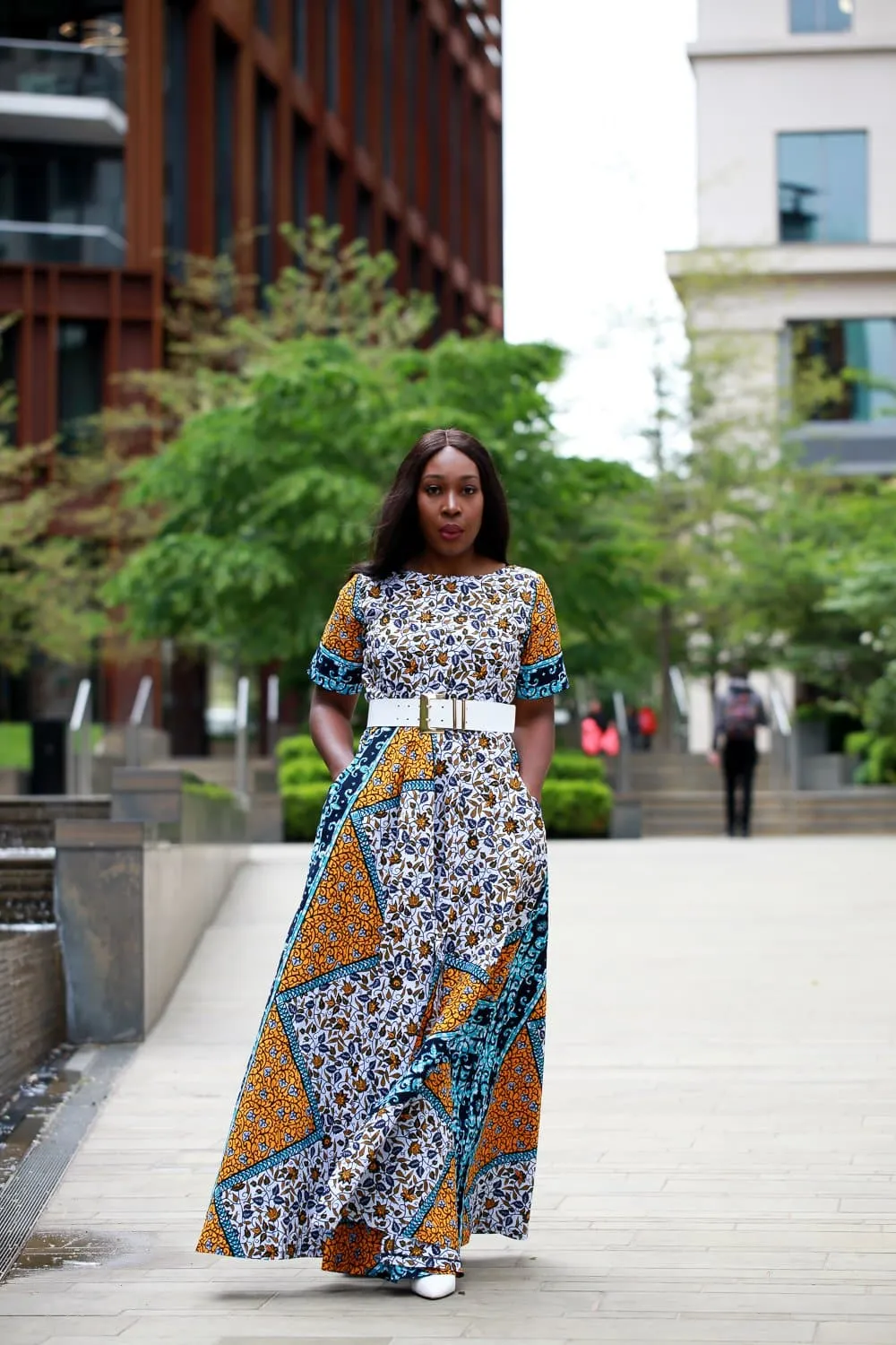 New in - African Dress in Ankara Wax Mixed Print - Maxi Dress