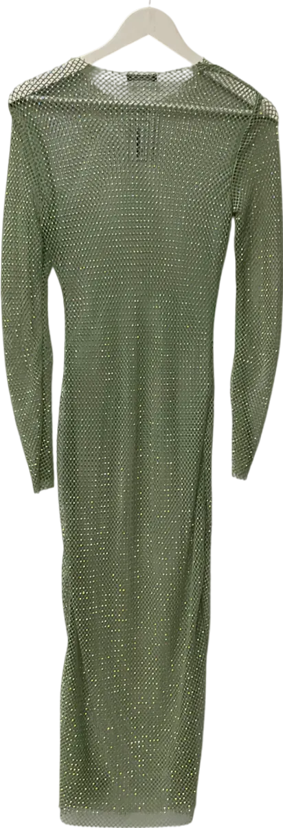 Noughts & Kisses Green Sequin Sheer Maxi Dress UK S