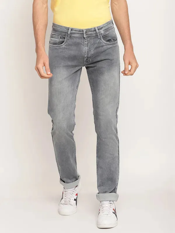 Octave Men Grey Heavy Fade Stretchable Jeans