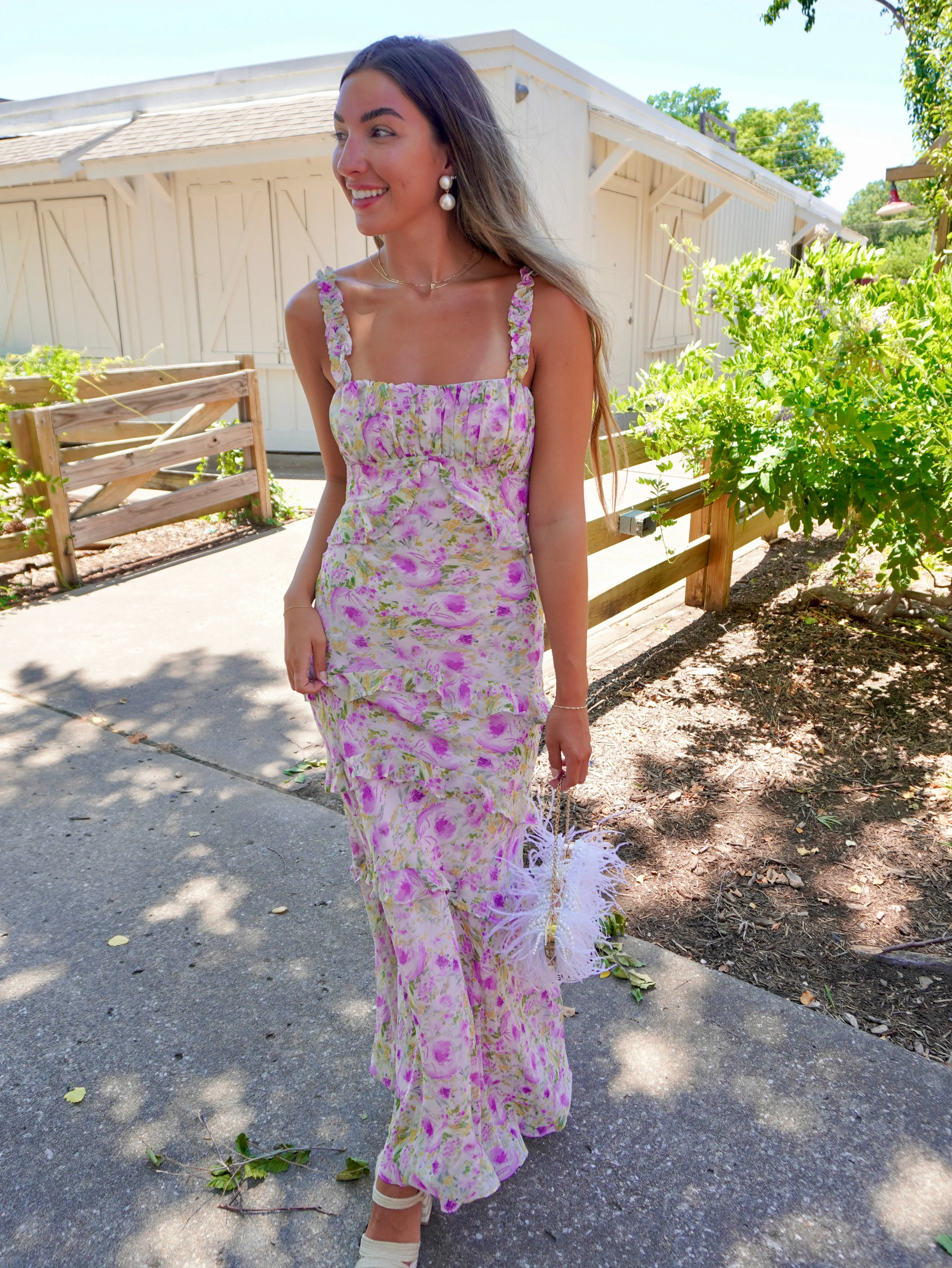 Olina Floral Maxi Dress - Purple Floral [ASTR]