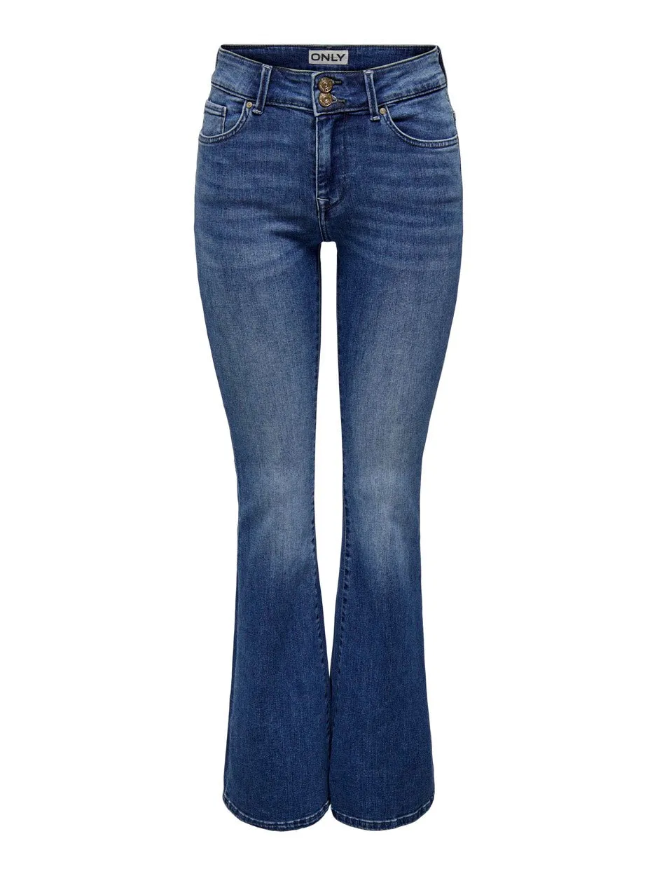 Onlcheryl Mw Retro Flared Dnm Fg - Blue Denim