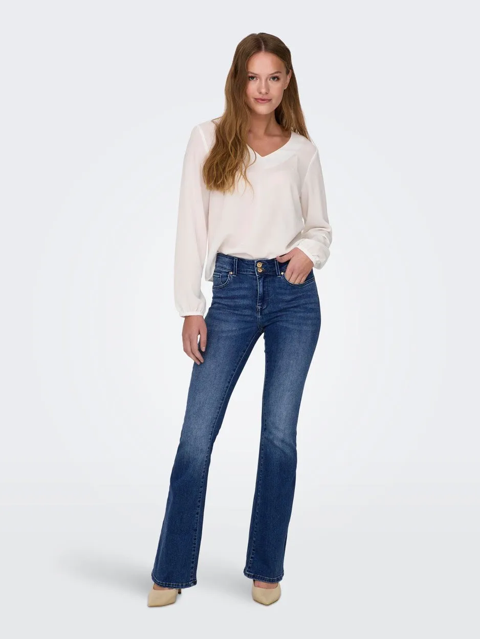 Onlcheryl Mw Retro Flared Dnm Fg - Blue Denim