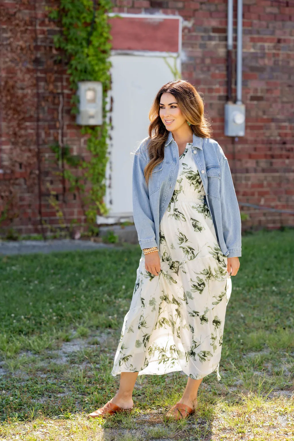 Painted Floral Tiered Maxi Dress