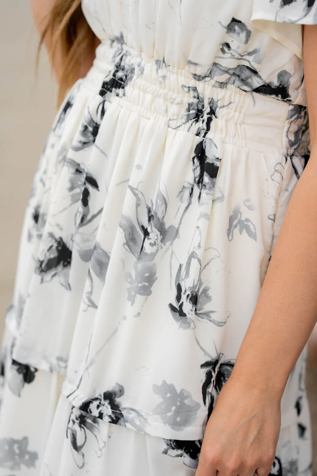 Painted Floral Tiered Maxi Dress