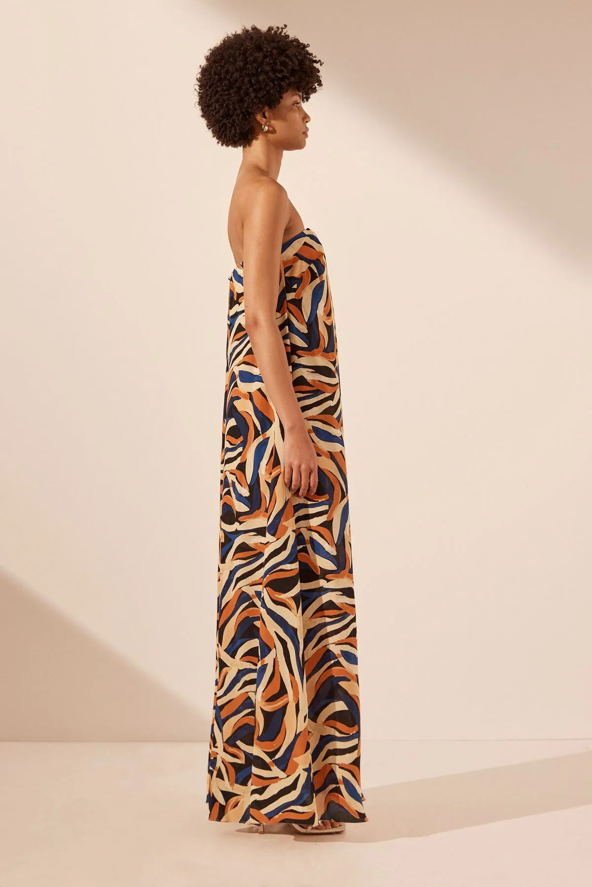 PALMA SILK STRAPLESS COLUMN MAXI DRESS