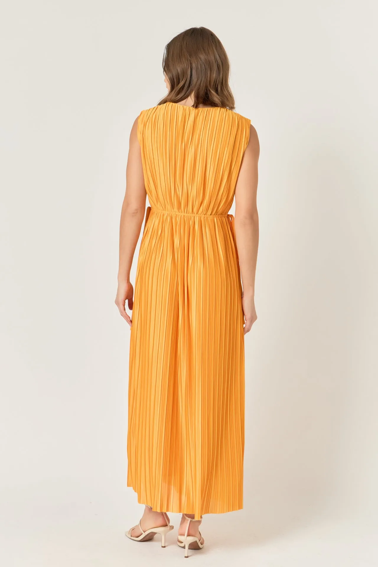 Pleated Straps Detail Midi Dress