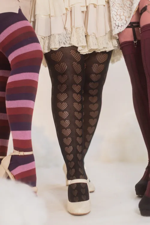 Plus Size Oh My Hearts Net Tights