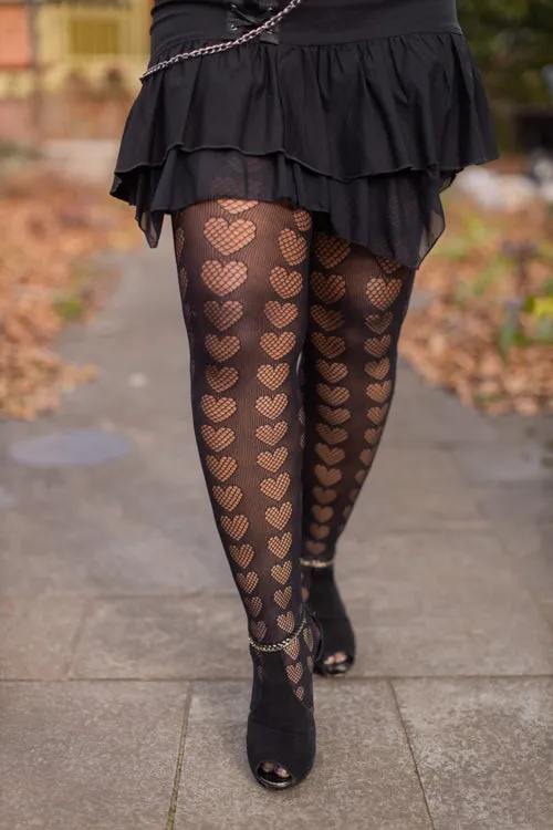 Plus Size Oh My Hearts Net Tights