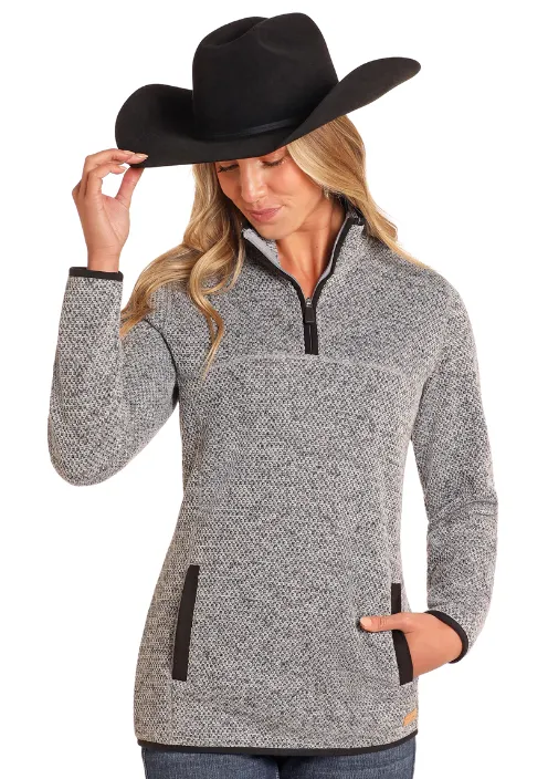 Powder River Women's Grey Textured Melange 1/4 Zip Pullover DW91C04076