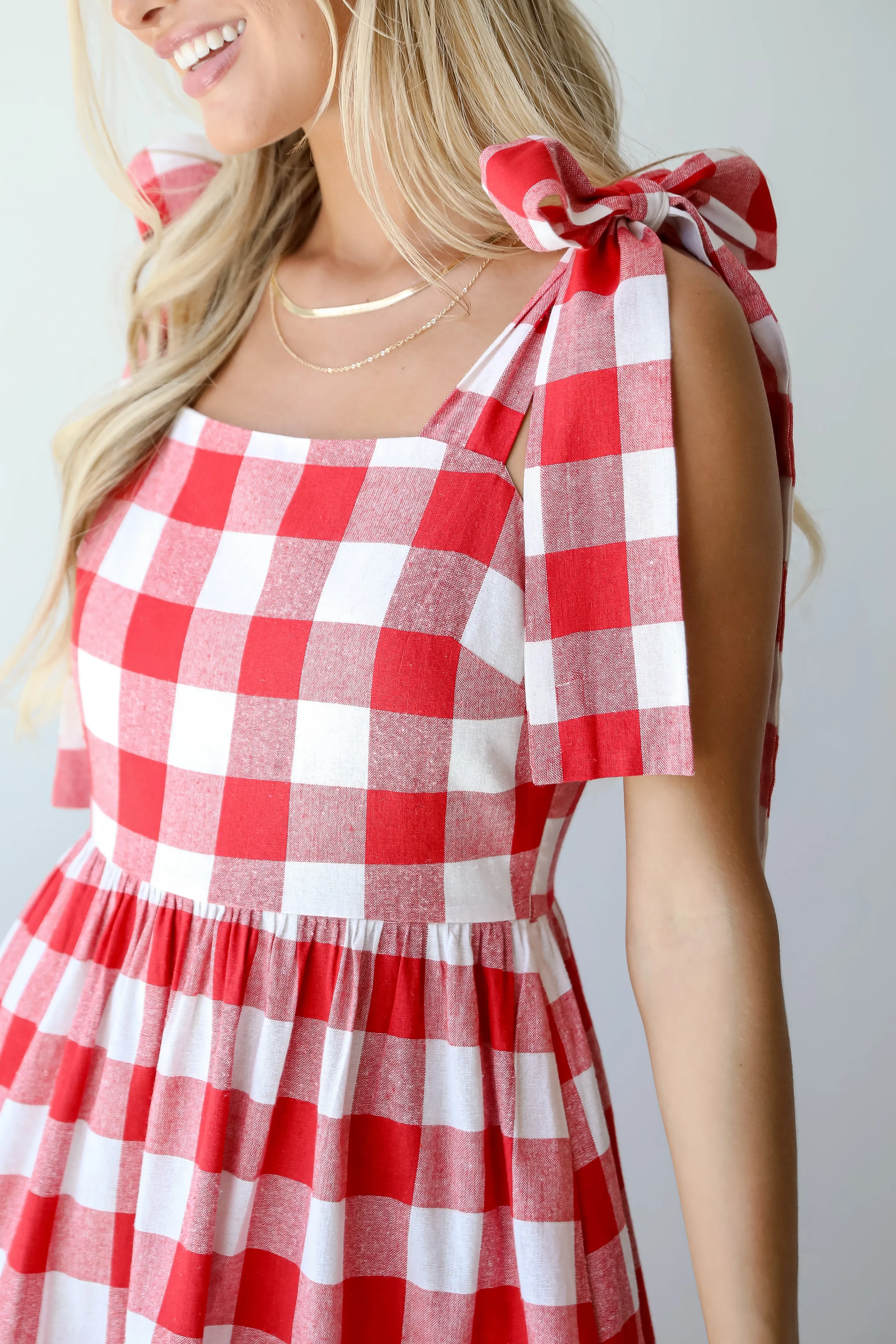 Pretty Picnic Red Gingham Tiered Maxi Dress