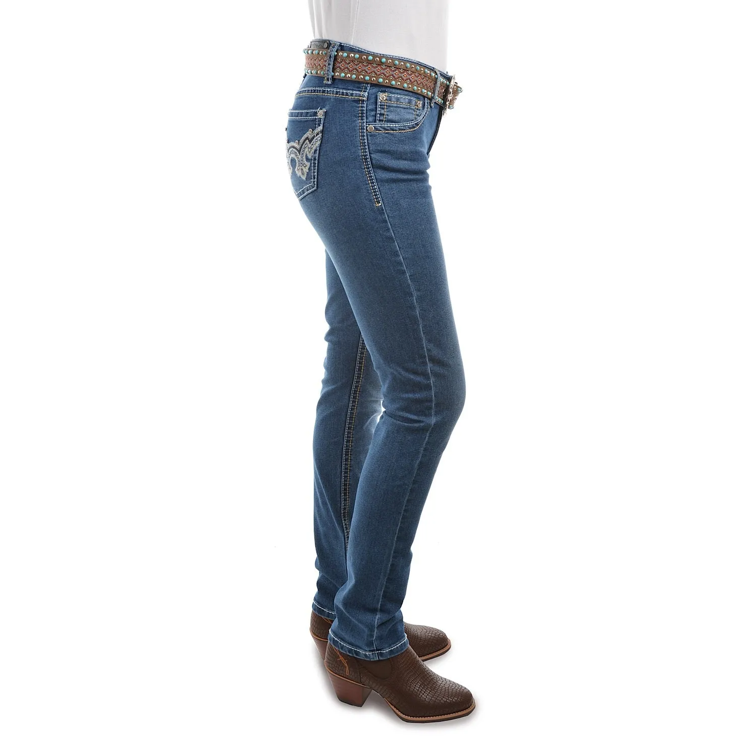 Pure Western Womens Ada Skinny Jean 32 Leg Morning Sky