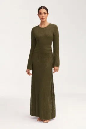 Rachel Crochet Maxi Dress - Dark Olive