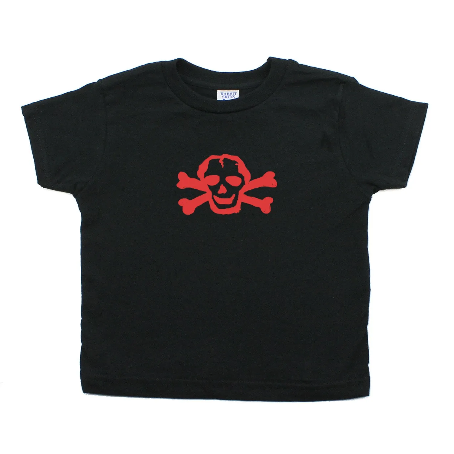 Red Scribble Skull and Bones Baby-Girls Toddler Short Sleeve T-Shirt