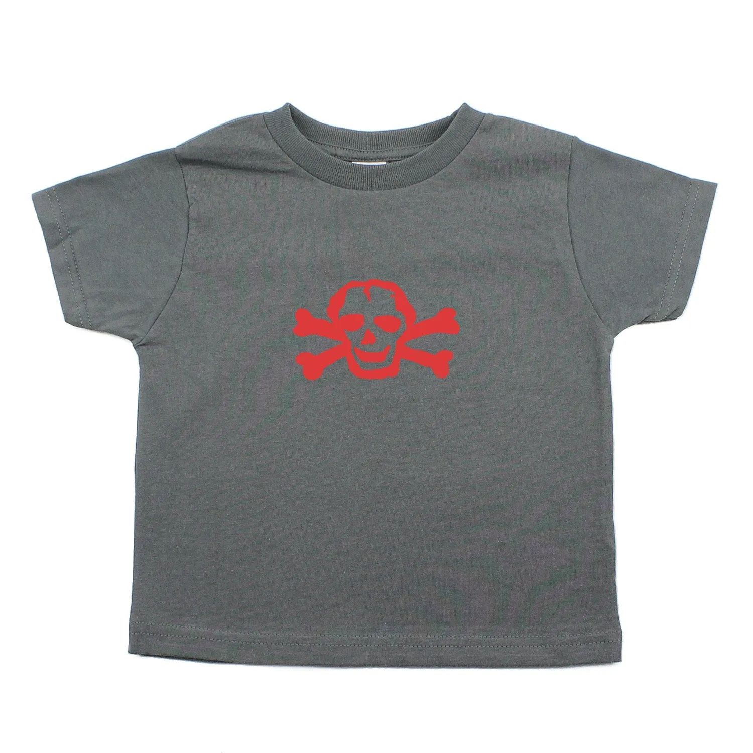 Red Scribble Skull and Bones Baby-Girls Toddler Short Sleeve T-Shirt