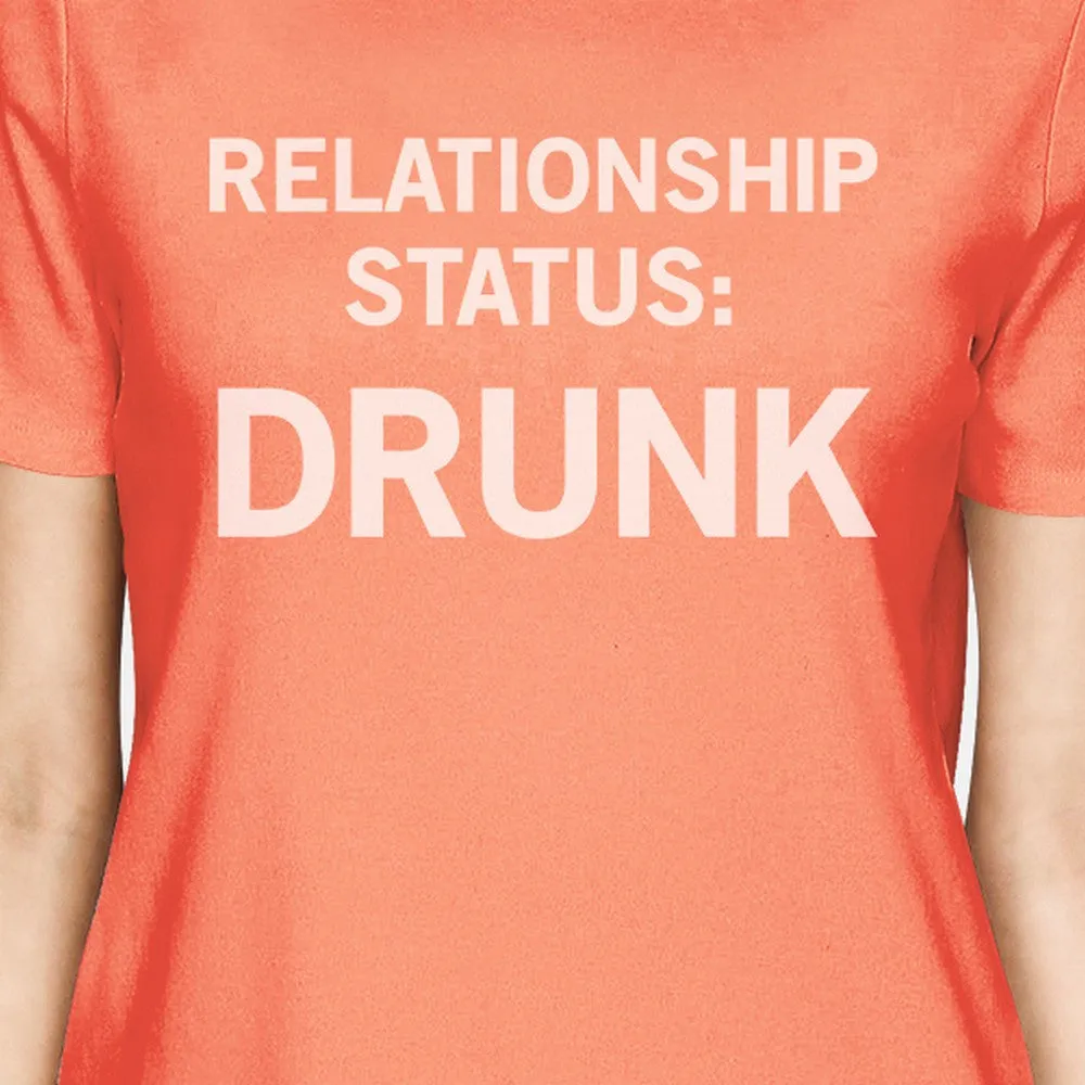 Relationship Status Peach Round Neck Cute Graphic Shirt For Her