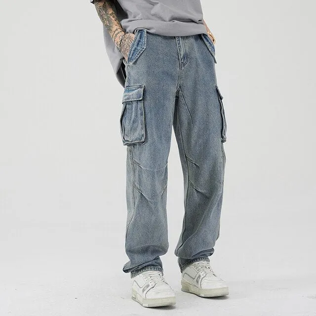 Ripped Cargo Full Pocket Jeans