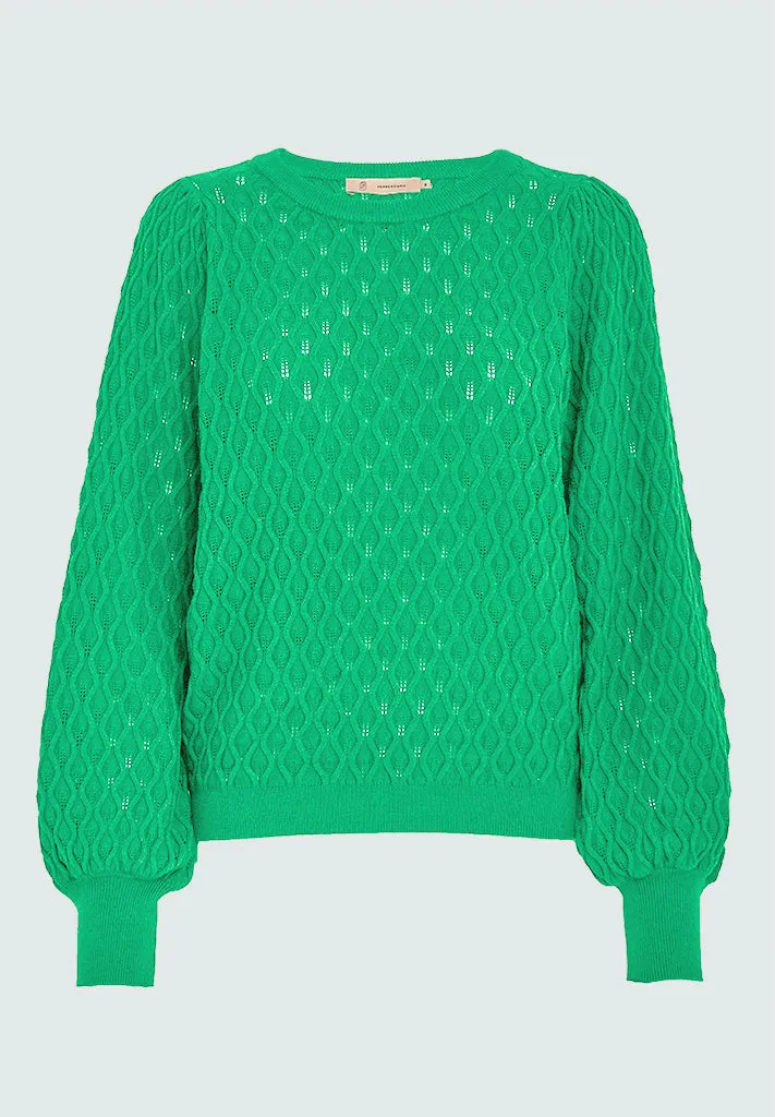 Rosalia Puff Sleeve Knit Pullover - Gumdrop Green