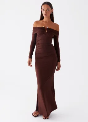 Rudy Long Sleeve Maxi Dress - Chocolate