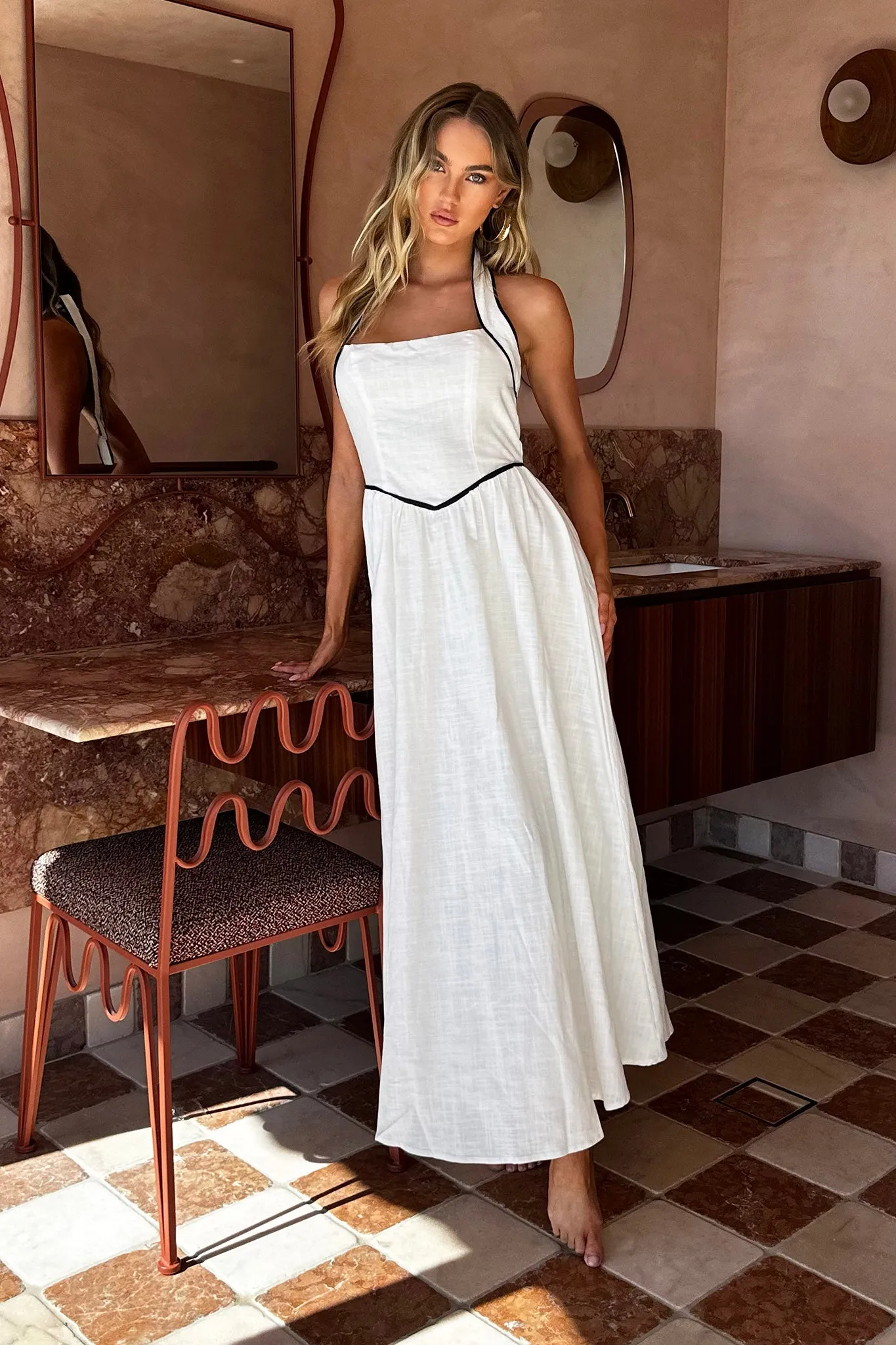 Rune Backless Maxi Dress White