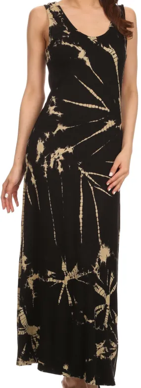 Sakkas Dee  Scoop Neck Tie Dye Sleeveless Long Dress