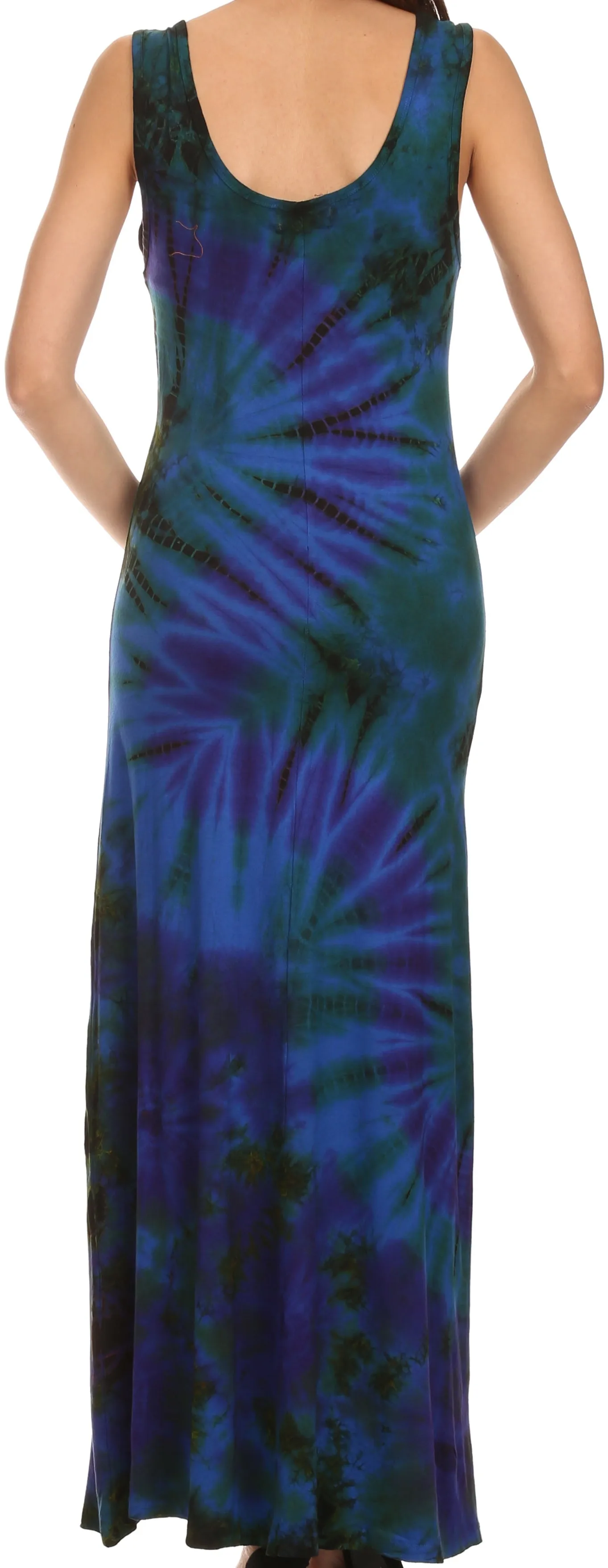 Sakkas Dee  Scoop Neck Tie Dye Sleeveless Long Dress