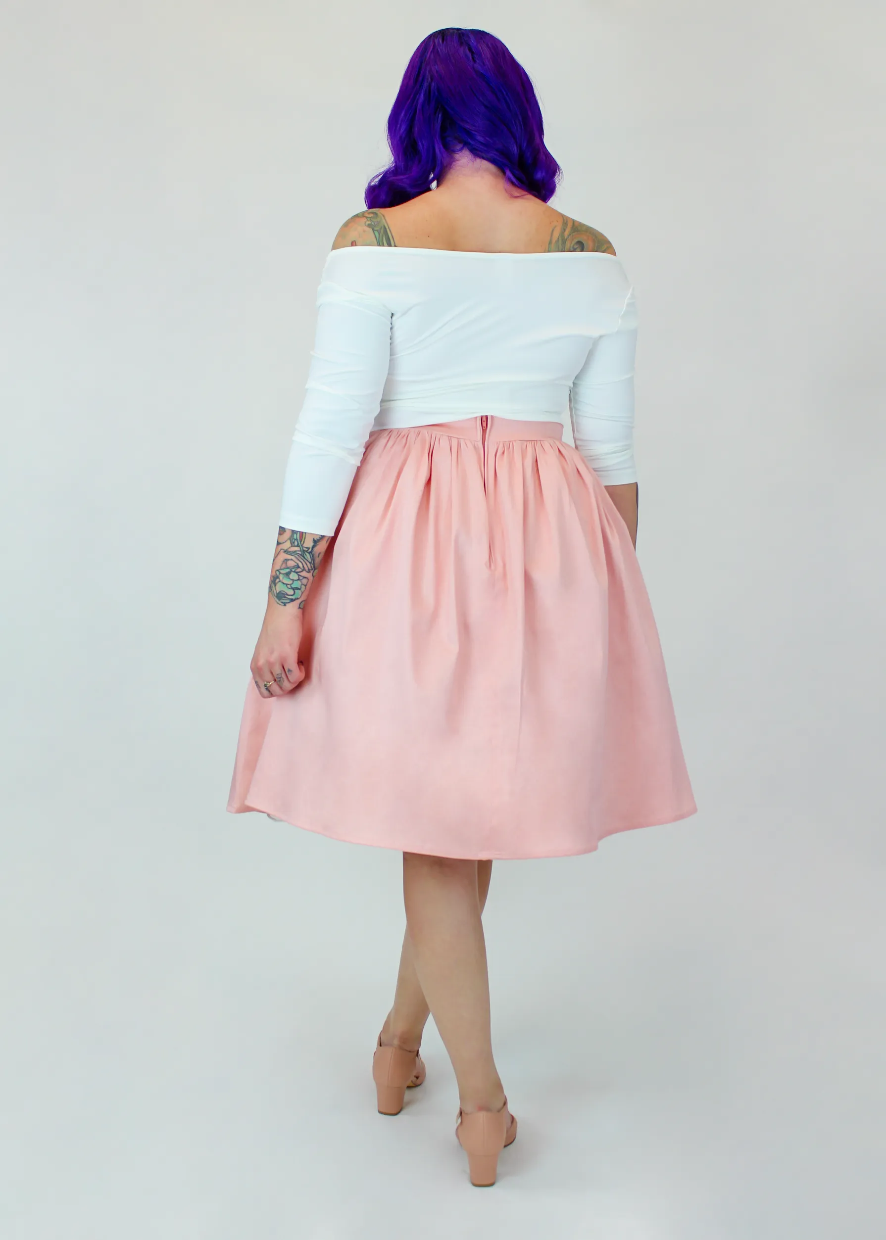 Salmon Pink Pleated Circle Skirt