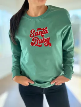 Santa Baby Chenille Patch Long Sleeve Comfort Tee