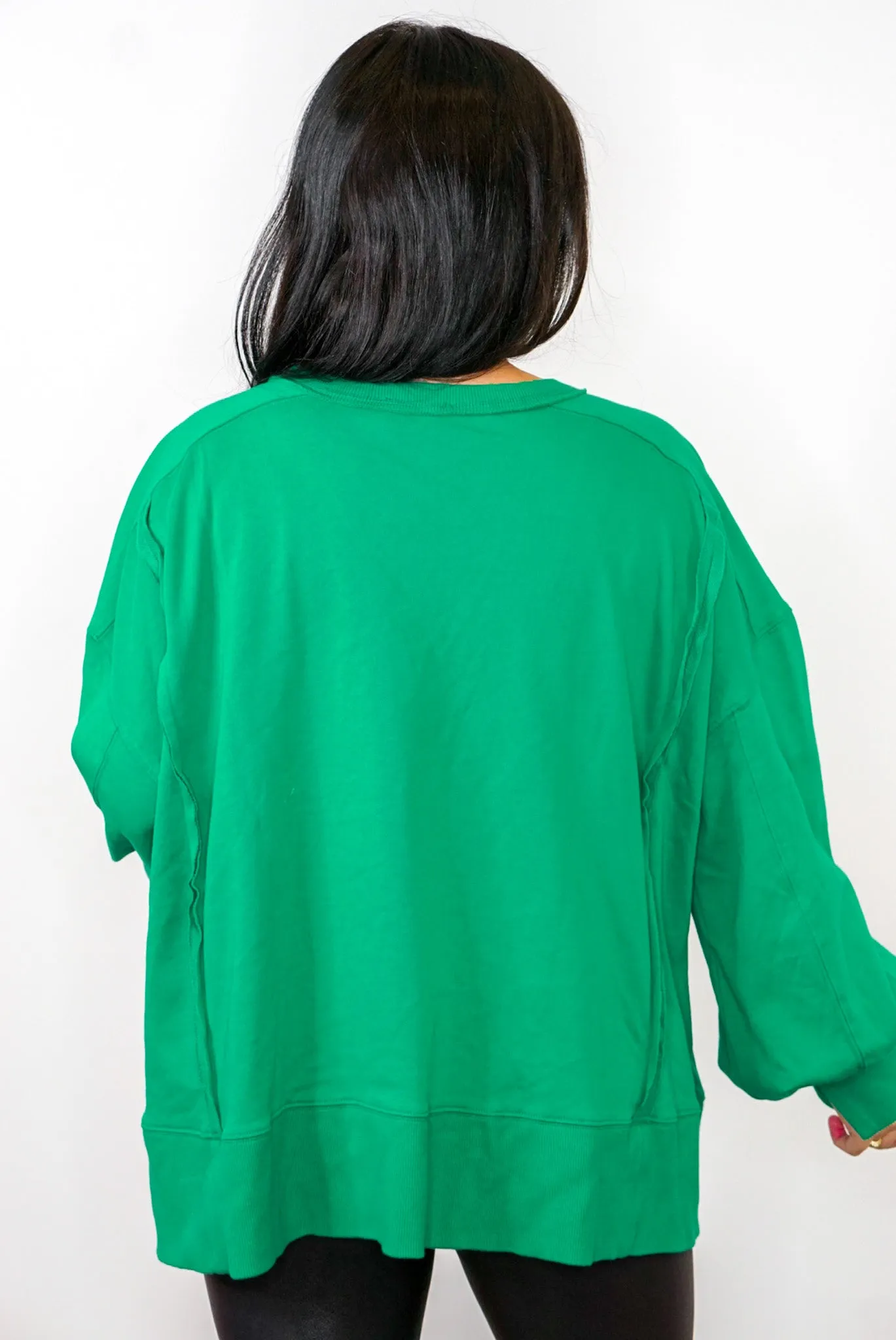 Saturday Vibes Green Terry Pullover