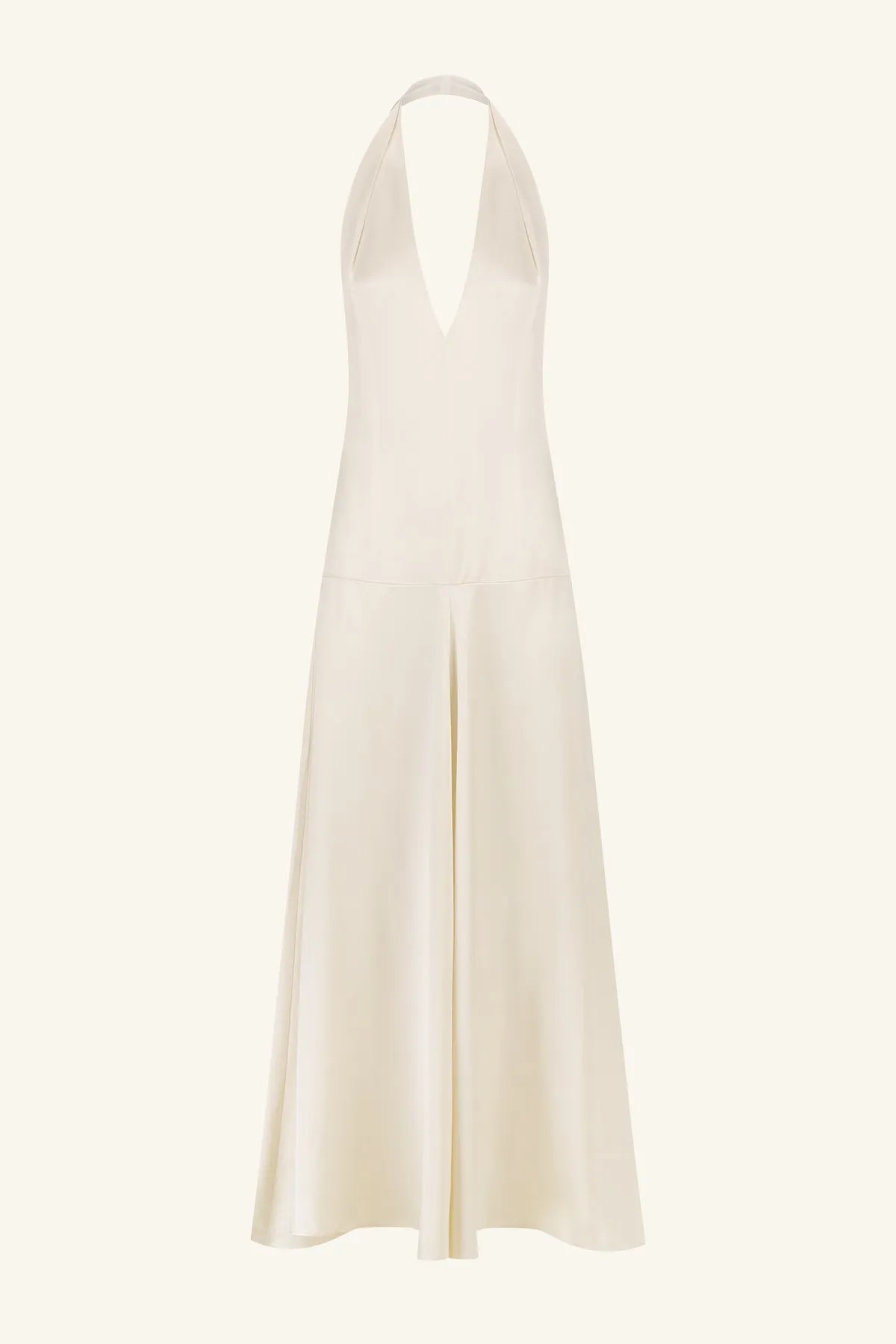 SAVANNA HALTER OPEN BACK MAXI DRESS - PEARL