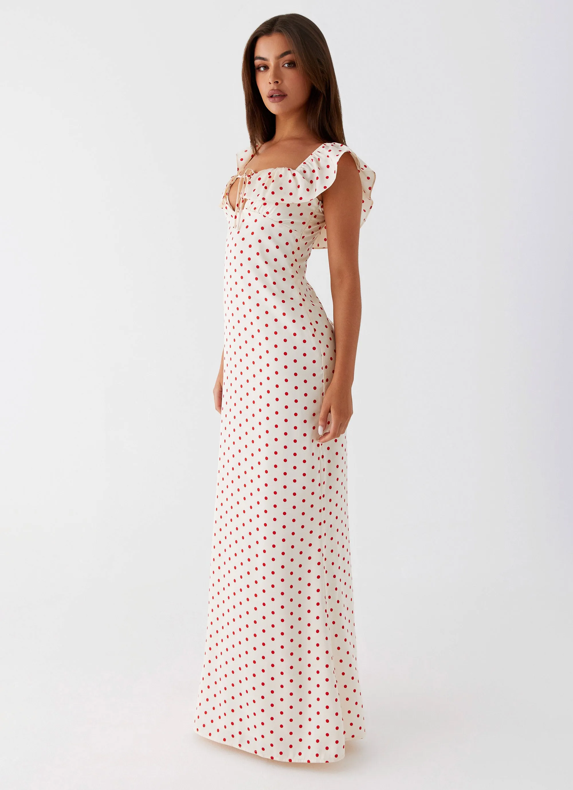 Scarlet Cherry Maxi Dress - Red Polka Dot